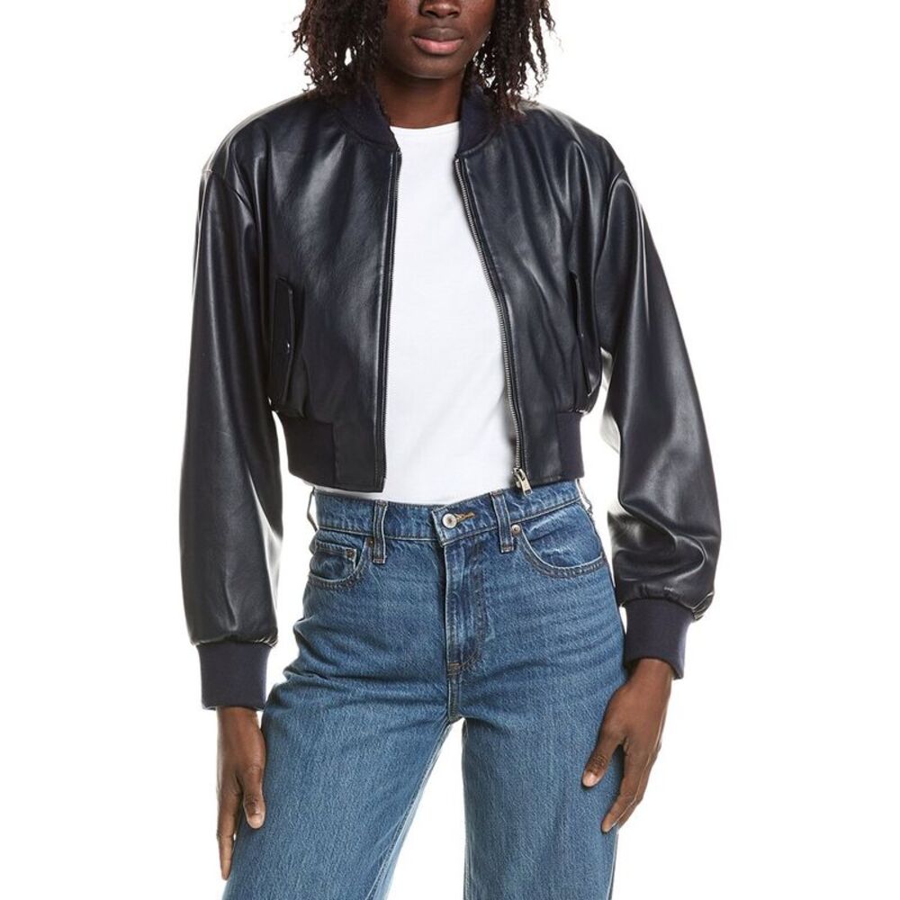 Lamarque Womens Cropped Bomber Jacket, Blue